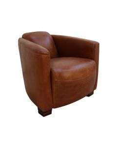 Marlborough Custom Made Vintage Tub Chair Distressed Tan Real Leather 