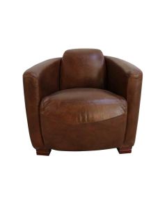 Marlborough Handmade Vintage Distressed Brown Leather Tub Chair In Stock
