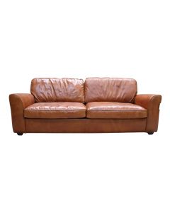 Mikado 3 Seater Vintage Retro Distressed Tan Leather Sofa