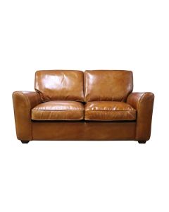 Mikado Handmade 2 Seater Sofa Vintage Retro Distressed Tan Real Leather 