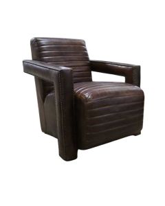 Mitford Custom Made Armchair Vintage Brown Distressed Real Leather 