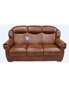 Palermo Handmade 3 Seater Sofa Settee Genuine Italian Tabak Brown Real Leather  