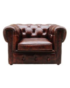Picadilly Original Chesterfield Club Chair Vintage Distressed Brown Real Leather 