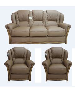 Pisa Handmade 3 Seater + Armchair + Armchair Sofa Settee Italian Bark Real Leather  
