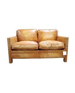 Portofino Handmade Luxury 2 Seater Sofa Vintage Wash Tan Real Leather 