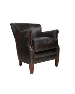 Professor Armchair Vintage Distressed Tobacco Brown Real Leather 