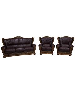 Regina Original 3+1+1 Sofa Settee Suite Genuine Italian Burgandy Real Leather 