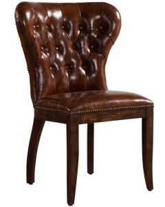 Richmond Chesterfield Dining Chair Vintage Distressed Brown Real Leather 