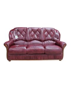 Rome Handmade 3 Seater Sofa Settee Genuine Italian Burgundy Real Leather 
