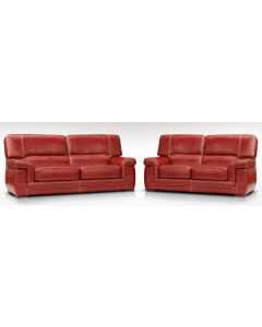 Siena Custom Made 3 + 2 Settee Sofa Suite Italian Red Real Leather 