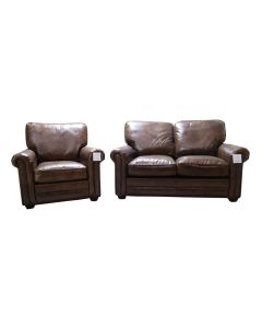 Sloane 2+1 Seater Settee Sofa Suite Vintage Retro Brown Distressed Real Leather 
