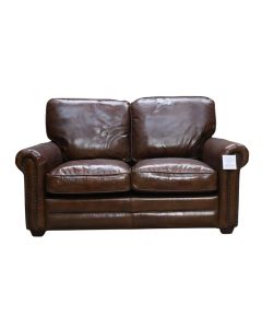 Sloane Original Vintage 2 Seater Sofa Settee Brown Retro Distressed Real Leather 