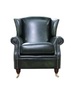 Southwold Chesterfield Wing Chair Fireside High Back Armchair Antique Green Leather In Stock