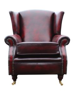 Southwold Chesterfield Wing Chair Fireside High Back Armchair Antique Oxblood Leather In Stock