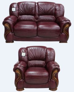 Susanna Handmade 2+1 Sofa Suite Italian Burgandy Real Leather 