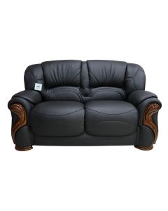 Susanna Handmade 2 Seater Sofa Settee Italian Black Real Leather 