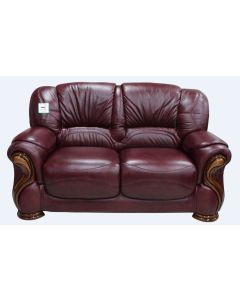 Susanna Handmade 2 Seater Sofa Settee Italian Burgandy Real Leather 