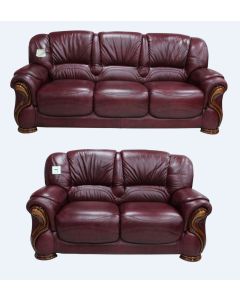 Susanna Handmade 3+2 Sofa Suite Italian Burgandy Real Leather 