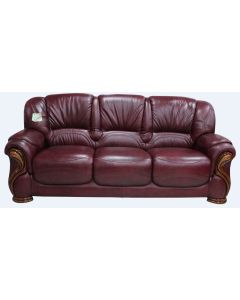 Susanna Handmade 3 Seater Sofa Settee Italian Burgandy Real Leather 