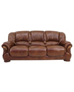 Susanna Handmade 3 Seater Sofa Settee Italian Tabak Brown Real Leather 