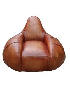 Vintage Art Deco Handmade Armchair Distressed Brown Leather 