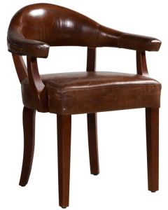 Vintage Custom Made Chair Distressed Brown Real Leather 