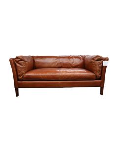 Vintage Groucho 3 Seater Settee Sofa Distressed Tan Real Leather