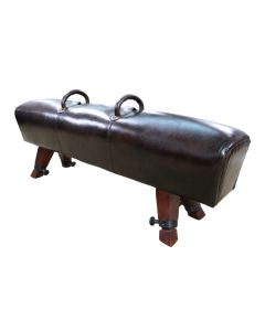 Vintage Gym Horse Rebel Bench long Distressed Tobacco Brown Real Leather 