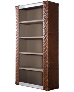 Vintage Handmade Bookcase Brown Real Leather 