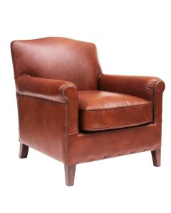 Vintage Handmade Connor Armchair Distressed Brown Real Leather 