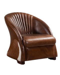 Vintage Handmade Cowhide Chair Distressed Real Leather 