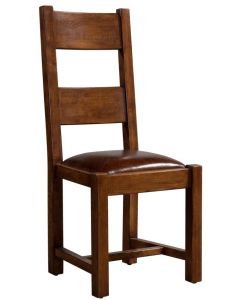 Vintage Handmade Dining Chair Distressed Brown Real Leather 