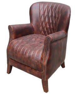 Vintage Handmade Scholar Armchair Distressed Brown Real Leather 