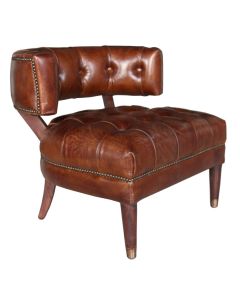 Vintage Harris Tub Chair Chesterfield Buttoned Distressed Brown Real Leather 