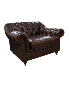 Wellington Chesterfield Armchair Vintage Brown Distressed Real Leather 
