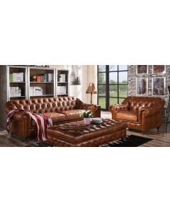 Wellington Handmade Chesterfield Sofa Suite Vintage Distressed Real Leather 