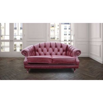 Chesterfield 2 Seater Old English Burgandy Leather Sofa Settee Bespoke In Victoria Style