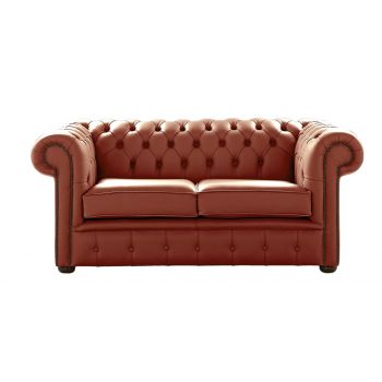 Chesterfield 2 Seater Shelly Spice Leather Sofa Settee Bespoke In Classic Style