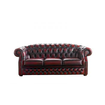 Chesterfield 3 Seater Oxblood Red Leather Sofa Bespoke In Buckingham Style