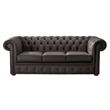 Chesterfield 3 Seater Shelly Dark Chocolate Leather Sofa Bespoke In Classic Style