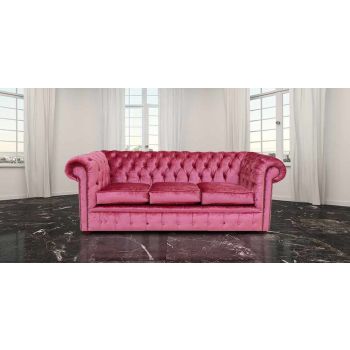 Chesterfield 3 Seater Sofa Settee Boutique Rose Velvet Fabric In Classic Style