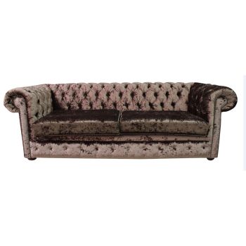 Chesterfield 4 Seater Sofa Settee Senso Chocolate Brown Velvet Fabric In Classic Style