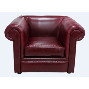 Chesterfield Low Back Club Armchair Old English Burgandy Leather In Classic Style
